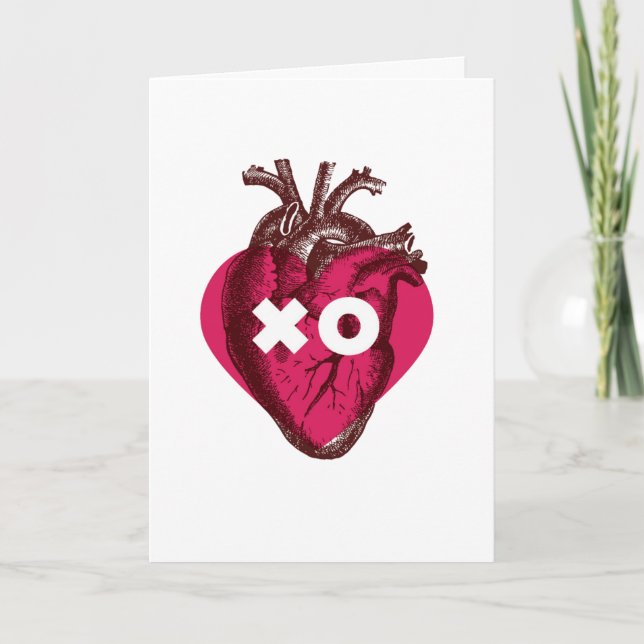 Be Mine Valentine Heart Card. Hug Kiss. XO Card (Front)