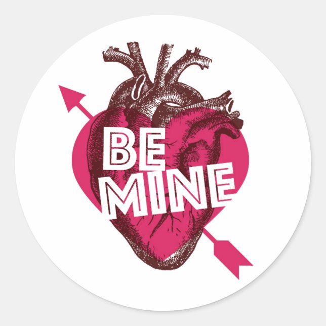Be Mine Valentine Heart Sticker (Front)