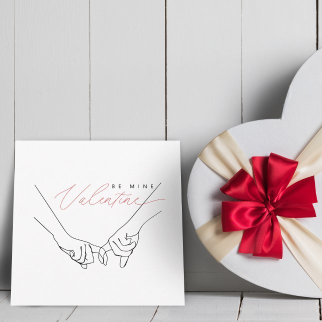 Be Mine Valentine Holding Hands Line Art Holiday Card (Be Mine Valentine Holding Hands Line Art Holiday Card)
