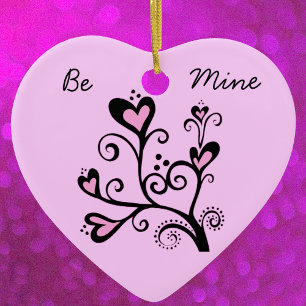 Be Mine Valentine Pink Heart Tree Ceramic Tree Decoration