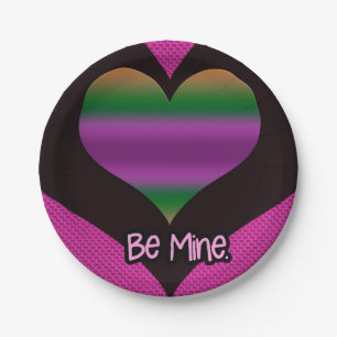 Be Mine Valentine Purple Heart Paper Plate