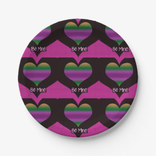 Be Mine Valentine Purple Heart Paper Plate