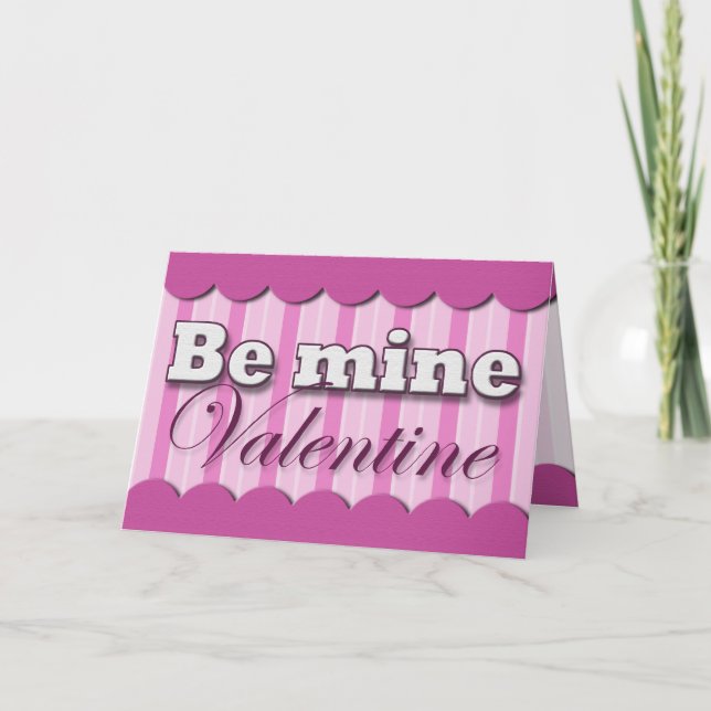 Be Mine Valentine ~ Purple Stripe Greeting Card (Front)