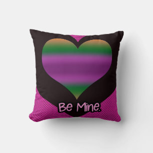 Be Mine Valentine Purple Stripe Heart Cushion