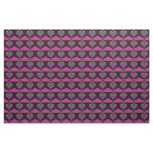 Be Mine Valentine Purple Stripe Heart Fabric