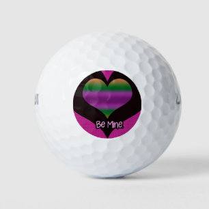 Be Mine Valentine Purple Stripe Heart Golf Balls
