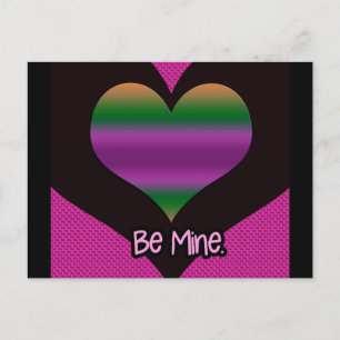 Be Mine Valentine Purple Stripe Heart Holiday Postcard