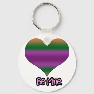 Be Mine Valentine Purple Stripe Heart Key Ring