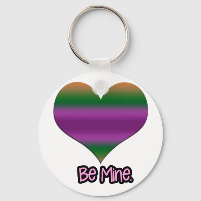 Be Mine Valentine Purple Stripe Heart Key Ring (Front)
