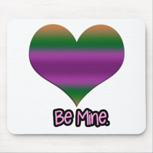 Be Mine Valentine Purple Stripe Heart Mouse Mat
