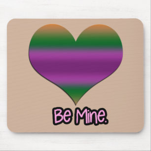 Be Mine Valentine Purple Stripe Heart Mouse Mat