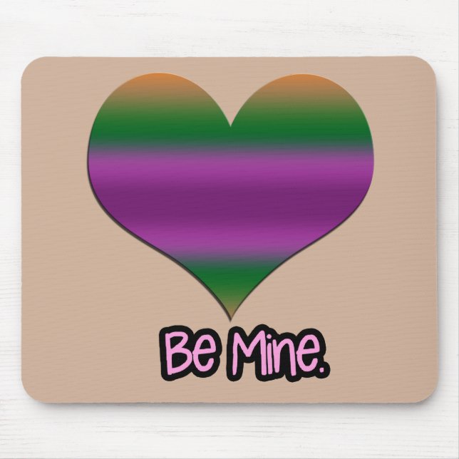 Be Mine Valentine Purple Stripe Heart Mouse Mat (Front)