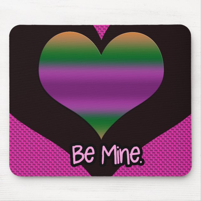Be Mine Valentine Purple Stripe Heart Mouse Mat (Front)