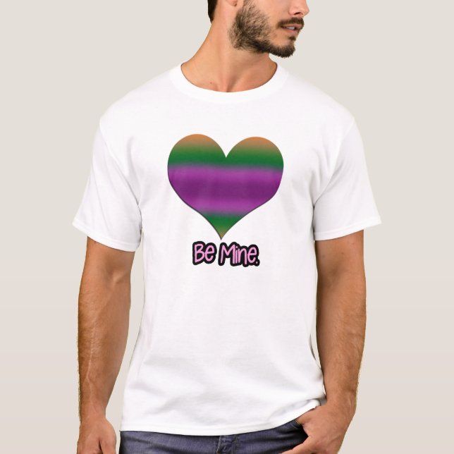 Be Mine Valentine Purple Stripe Heart T-Shirt (Front)