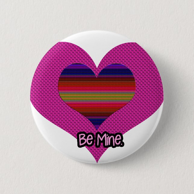 Be Mine Valentine Rainbow Heart 6 Cm Round Badge (Front)