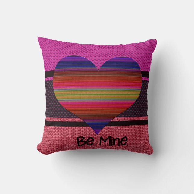 Be Mine Valentine Rainbow Heart Cushion (Front)