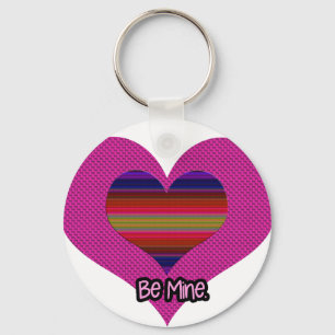 Be Mine Valentine Rainbow Heart Key Ring