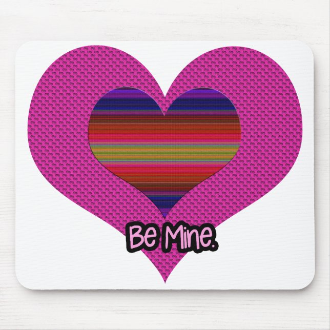 Be Mine Valentine Rainbow Heart Mouse Mat (Front)