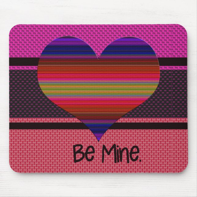 Be Mine Valentine Rainbow Heart Mouse Mat (Front)