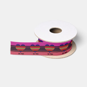 Be Mine Valentine Rainbow Heart Satin Ribbon
