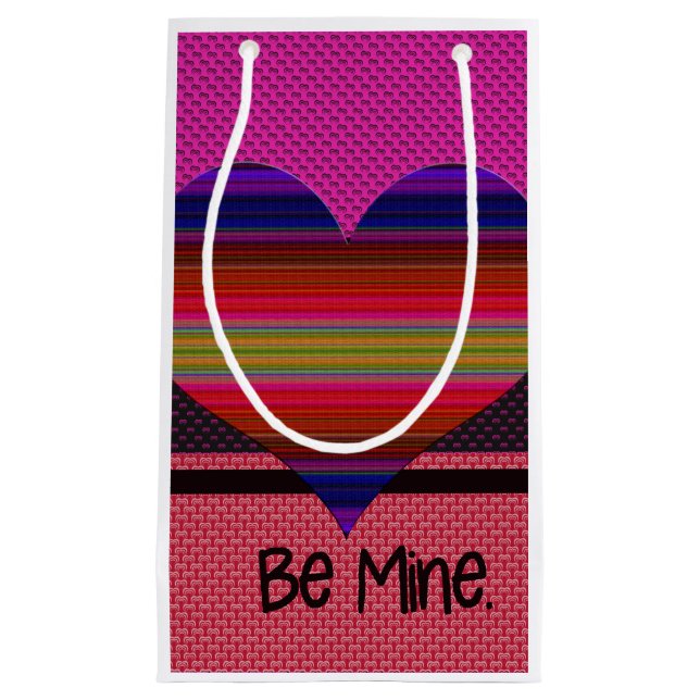 Be Mine Valentine Rainbow Heart Small Gift Bag (Front)
