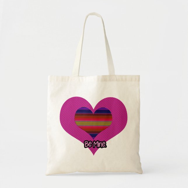 Be Mine Valentine Rainbow Heart Tote Bag (Front)