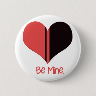 Be Mine Valentine Red Stripe Heart 6 Cm Round Badge