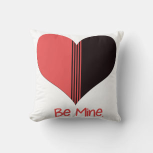 Be Mine Valentine Red Stripe Heart Cushion