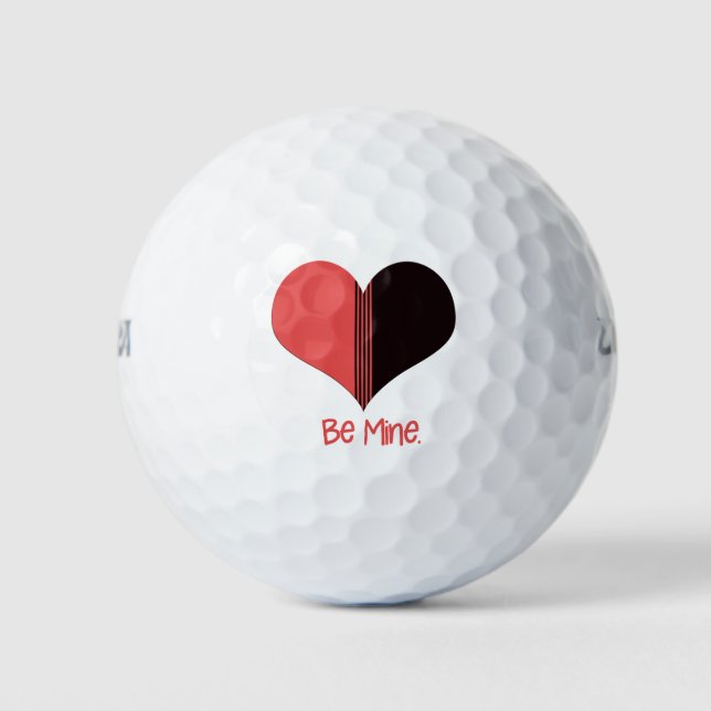 Be Mine Valentine Red Stripe Heart Golf Balls (Front)