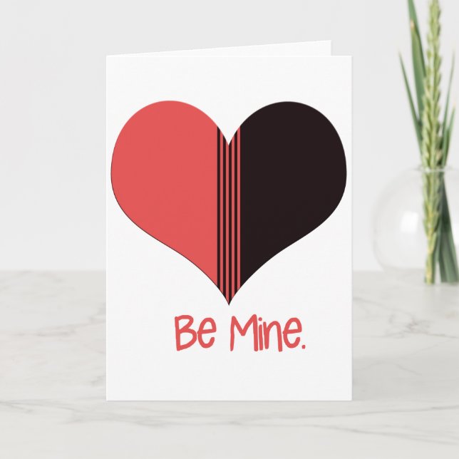 Be Mine Valentine Red Stripe Heart Holiday Card (Front)
