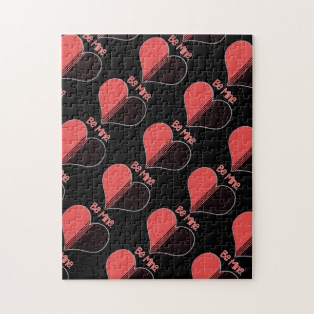 Be Mine Valentine Red Stripe Heart Jigsaw Puzzle (Vertical)
