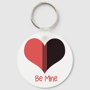 Be Mine Valentine Red Stripe Heart Key Ring