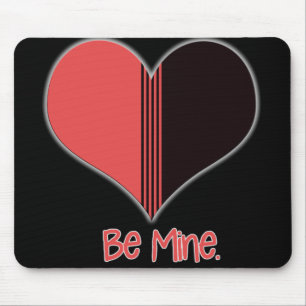 Be Mine Valentine Red Stripe Heart Mouse Mat