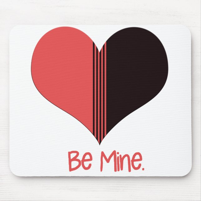 Be Mine Valentine Red Stripe Heart Mouse Mat (Front)