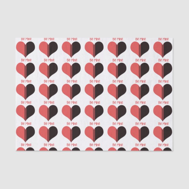 Be Mine Valentine Red Stripe Heart Tissue Paper (Front)