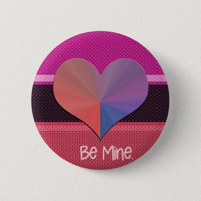 Be Mine Valentine Reflective Heart 6 Cm Round Badge (Front)