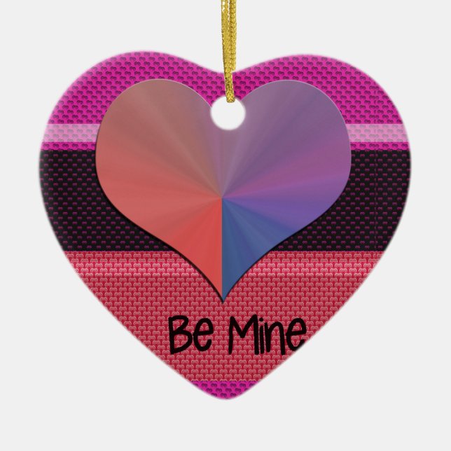 Be Mine Valentine Reflective Heart Ceramic Tree Decoration (Front)