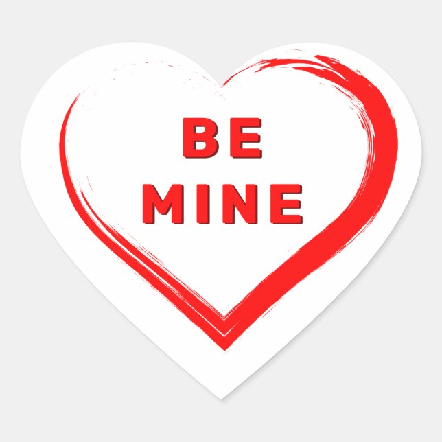 Be Mine Valentine`s Day Romantic Red Heart Heart Sticker (Front)