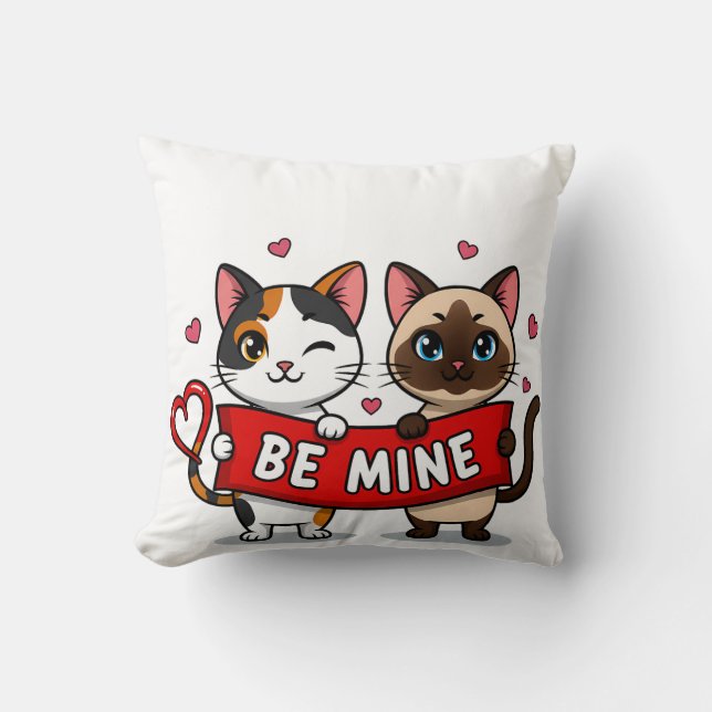 BE MINE Valentine's Cats | Cute Kittens with Love Cushion (Front)