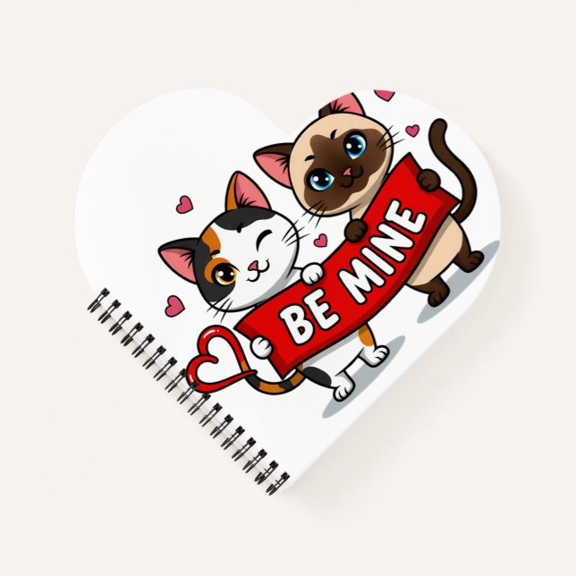 BE MINE Valentine's Cats | Cute Kittens with Love Notebook (Front)