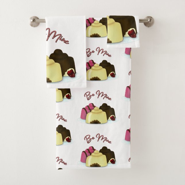 Be Mine Valentine's Day Candy Bath Towel Set (Insitu)