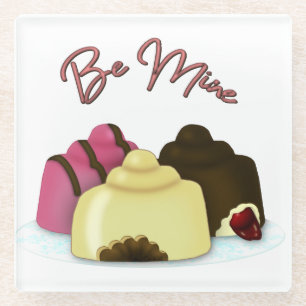 Be Mine Valentine's Day Candy Glass Coaster