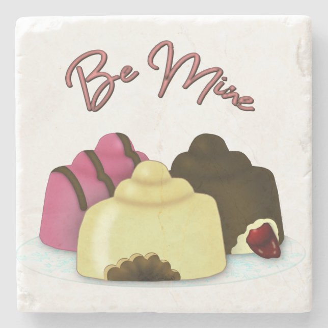 Be Mine Valentine's Day Candy Stone Coaster (Front)