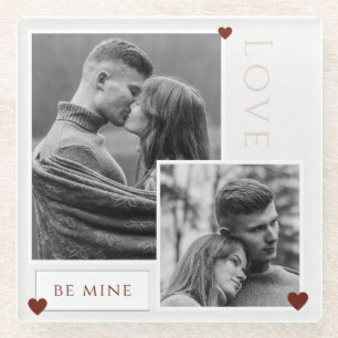 Be Mine Valentine's Day Couple Photo Love  Glass Coaster