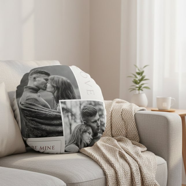 Be Mine Valentine's Day Couple Photo Love  Round Cushion (Creator Uploaded)