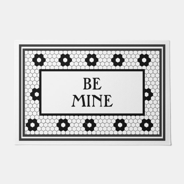 Be Mine Valentine's Day Fun Tile Design Doormat (Front)
