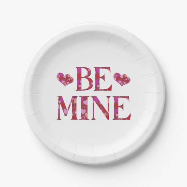 Be Mine Valentine's Day Paper Plates (Front)