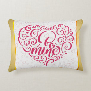 Be Mine" Vintage Text: Happy Valentine's Day Decorative Cushion