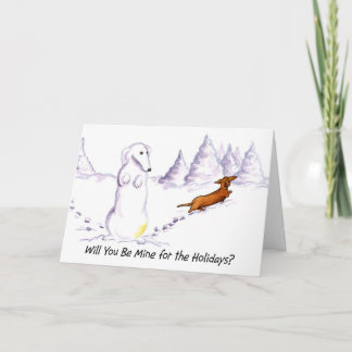 Be Mine Weiner Dog Christmas Card