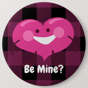 Be Mine? Whimsical Heart Valentine 6 Cm Round Badge